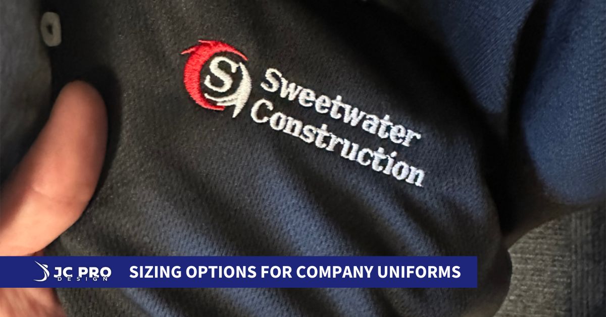 Sizing options for company uniforms