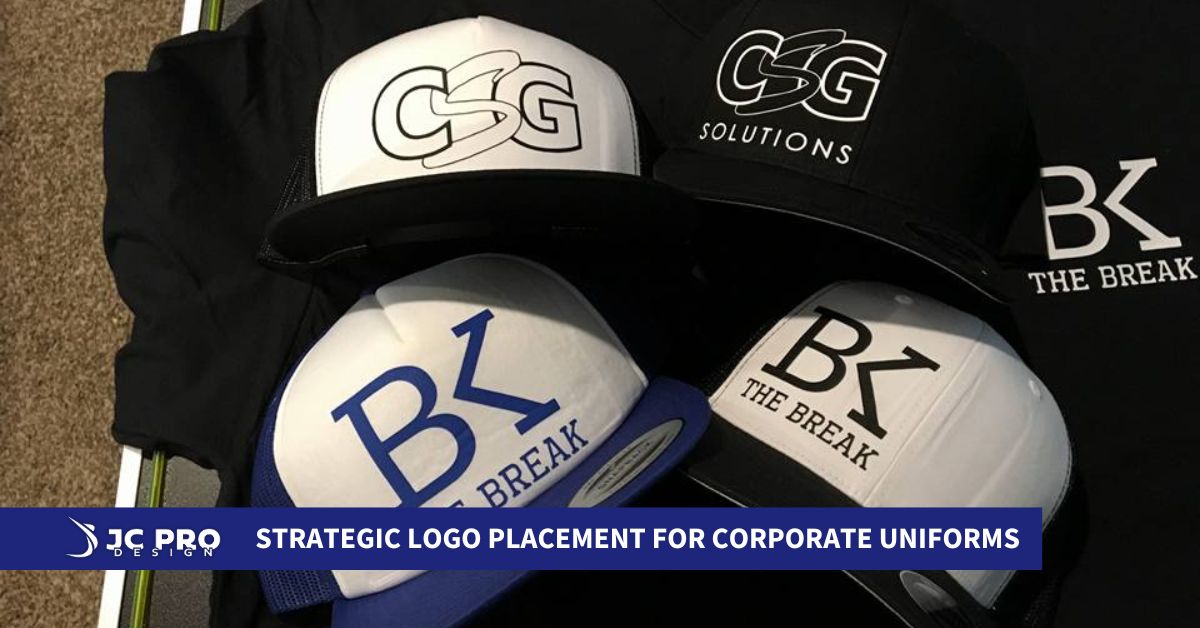 Strategic logo placement for corporate work wear